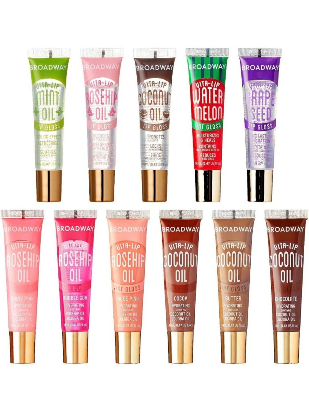 Ultra-Hydrating Tinted & Clear Lip Gloss Set (11 Pack) | High-Shine, Non-Sticky